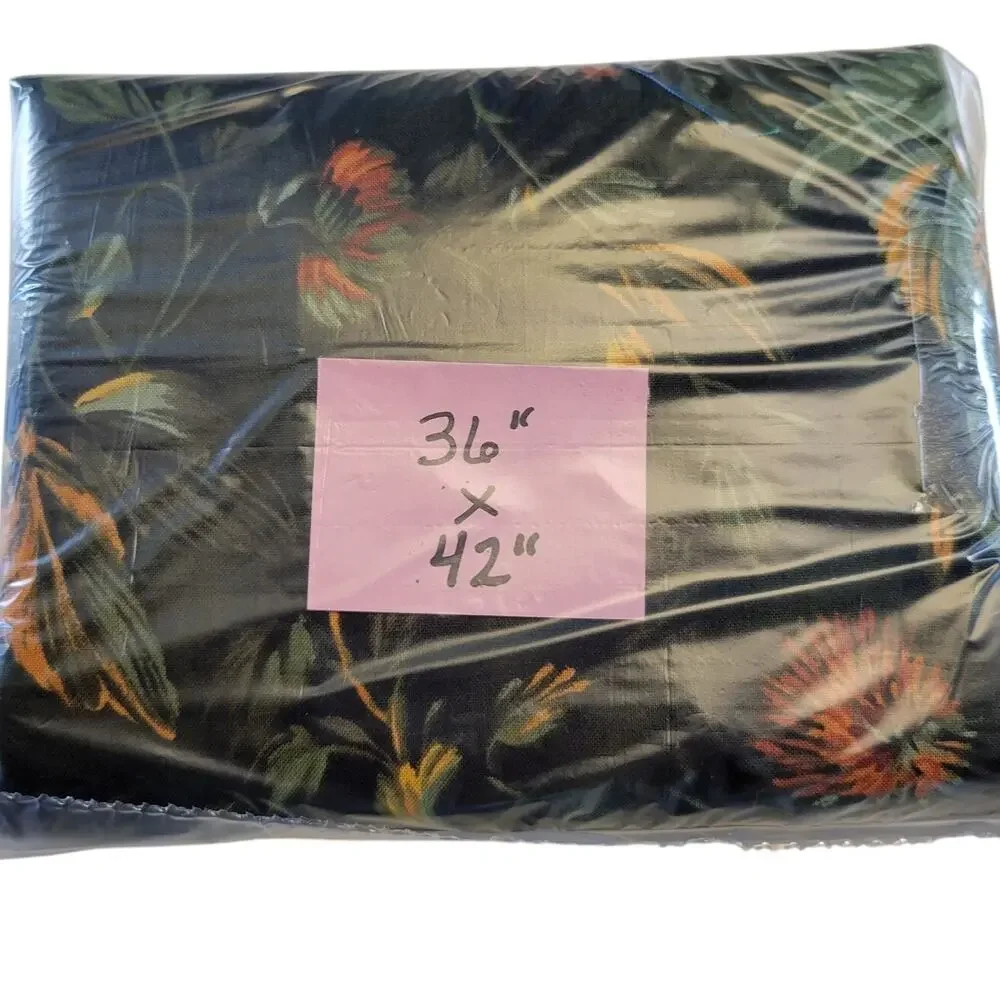 Water Tex Cheri Strole SSI Floral Cotton Fabric 36x42” Green Orange Leaves